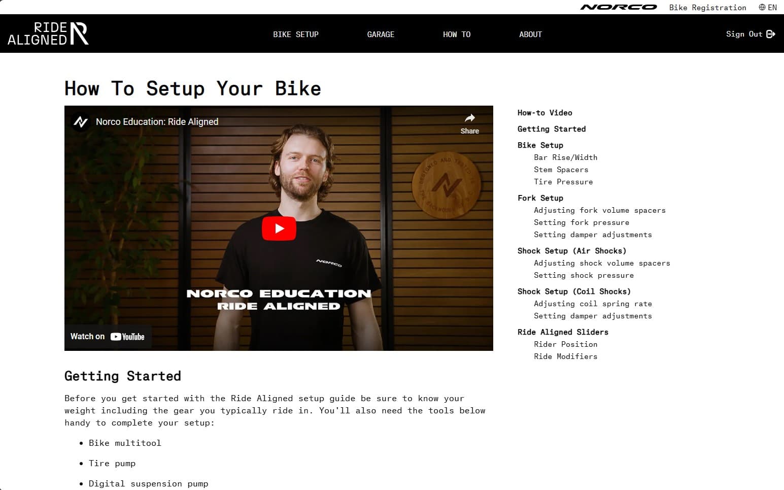 ridealigned.com how-to page